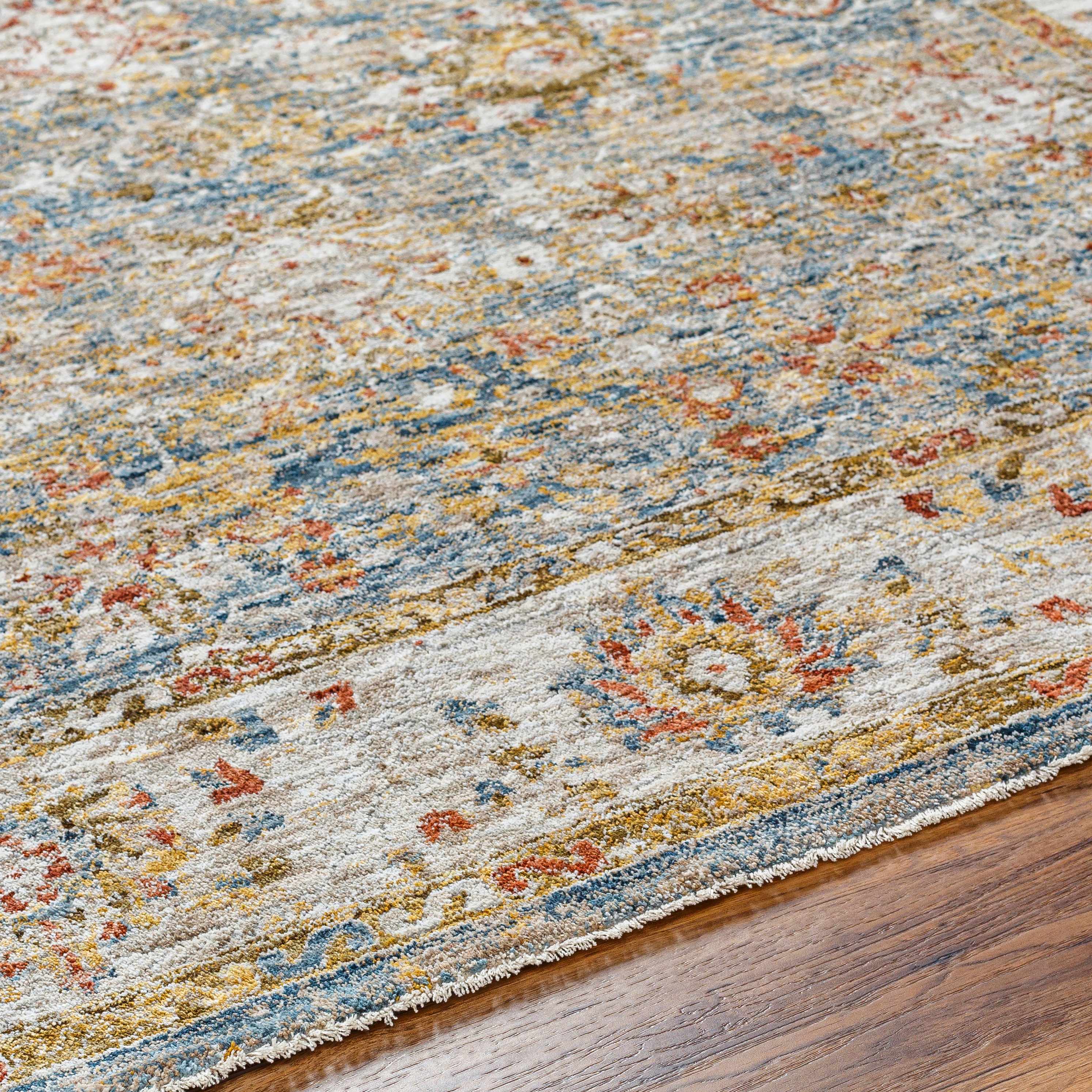 Duong Beige & Blue Runner Rug
