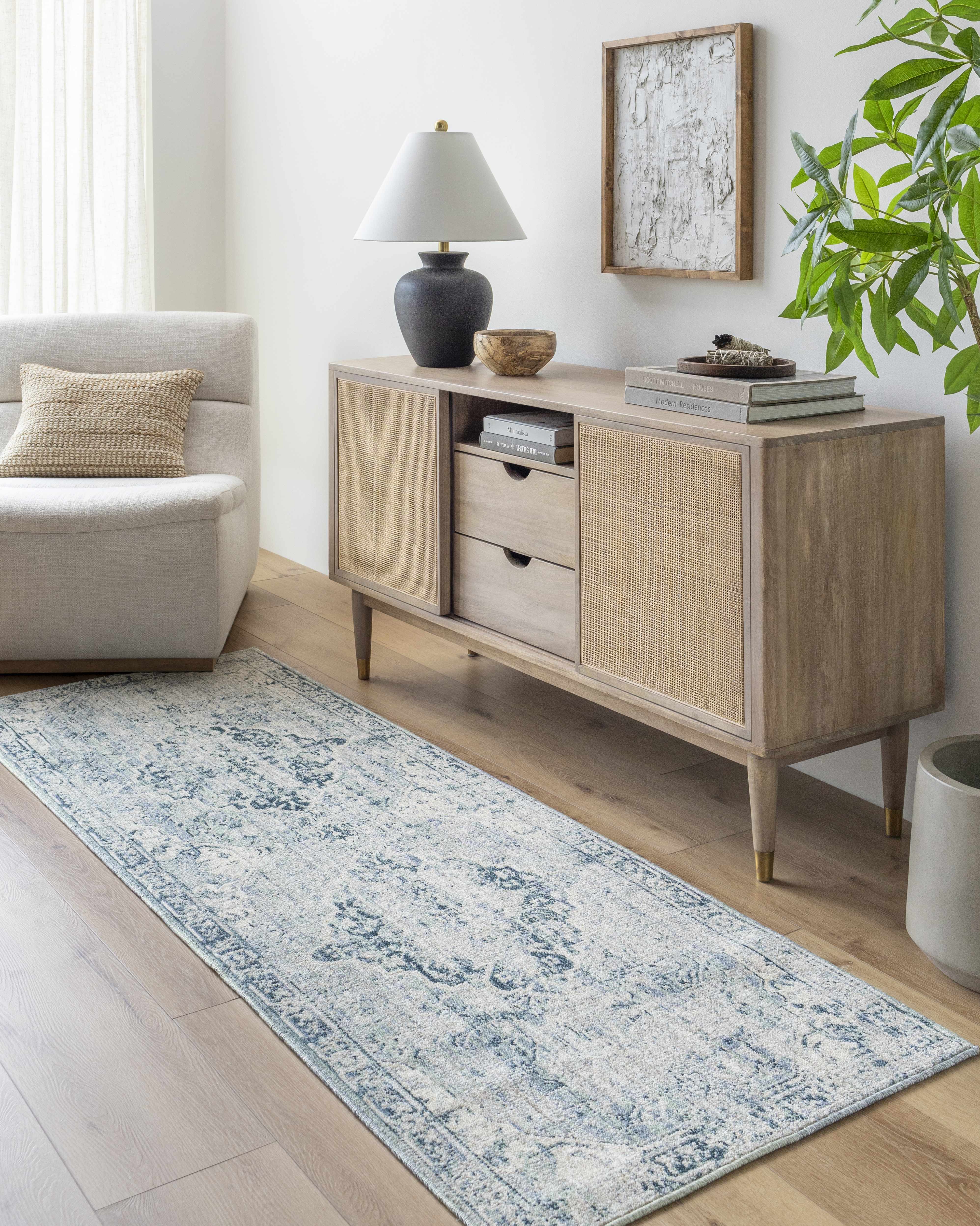 Jemma Blue Medallion Runner Rug