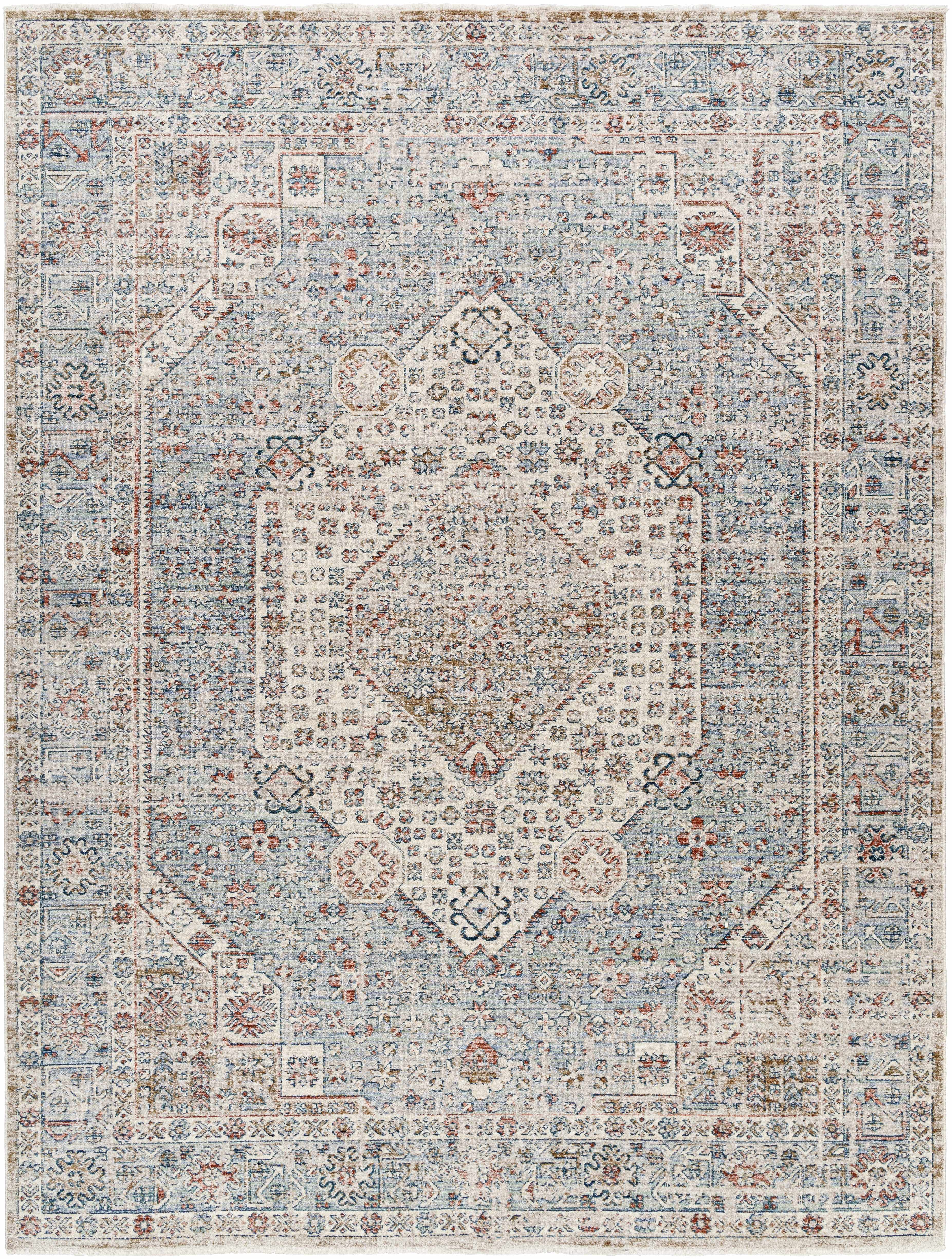 Kalei Beige & Blue Runner Rug