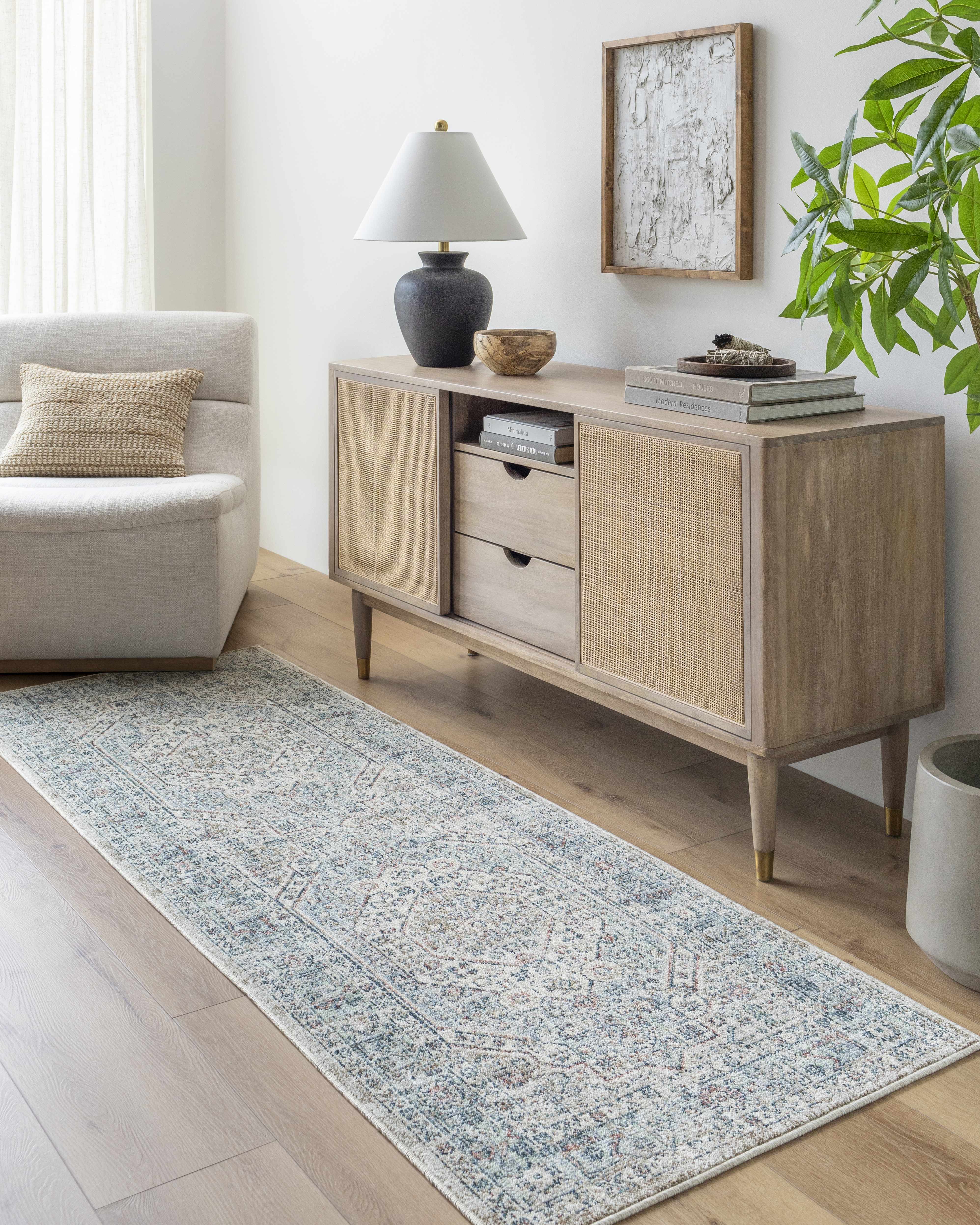Kalei Beige & Blue Runner Rug