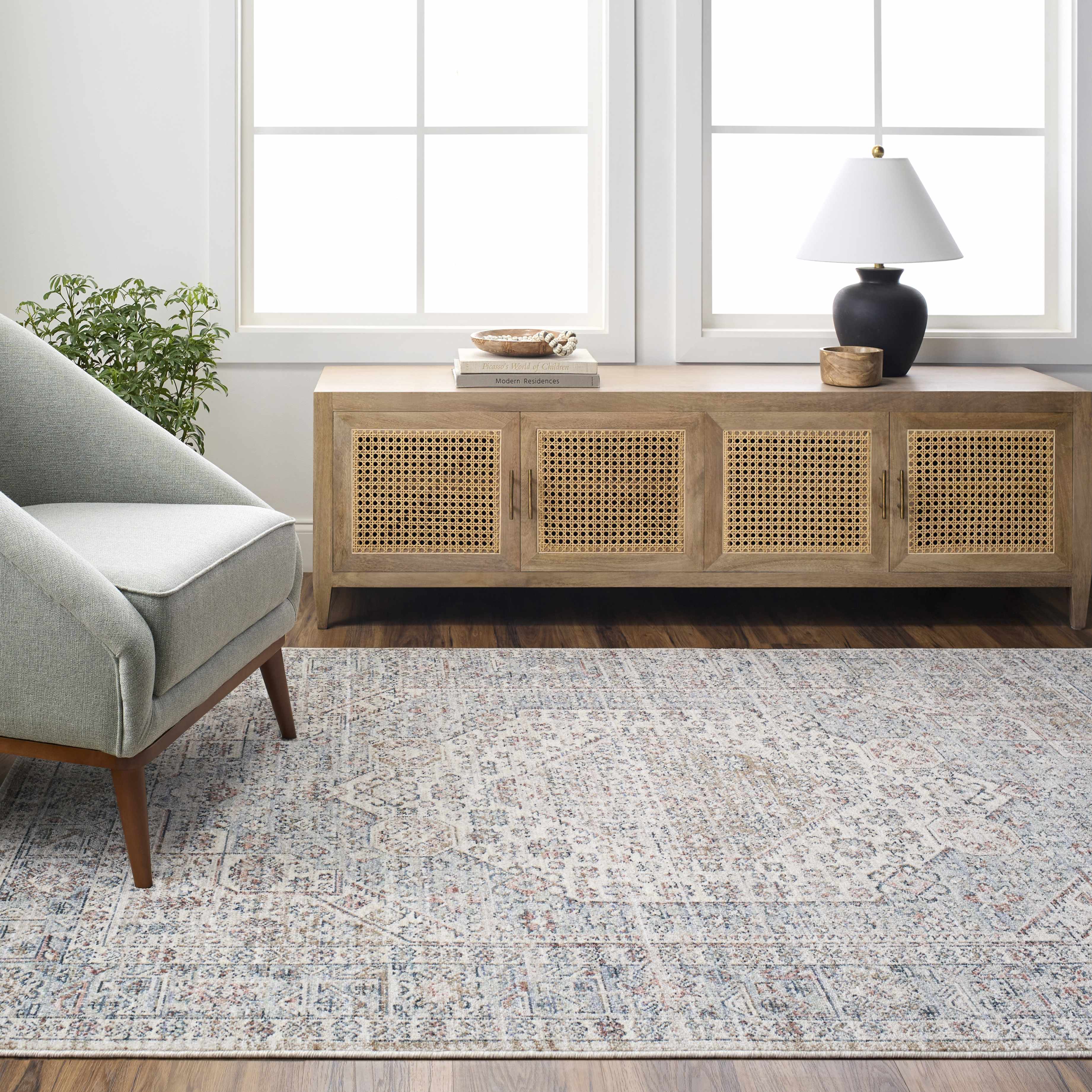 Kalei Beige & Blue Runner Rug