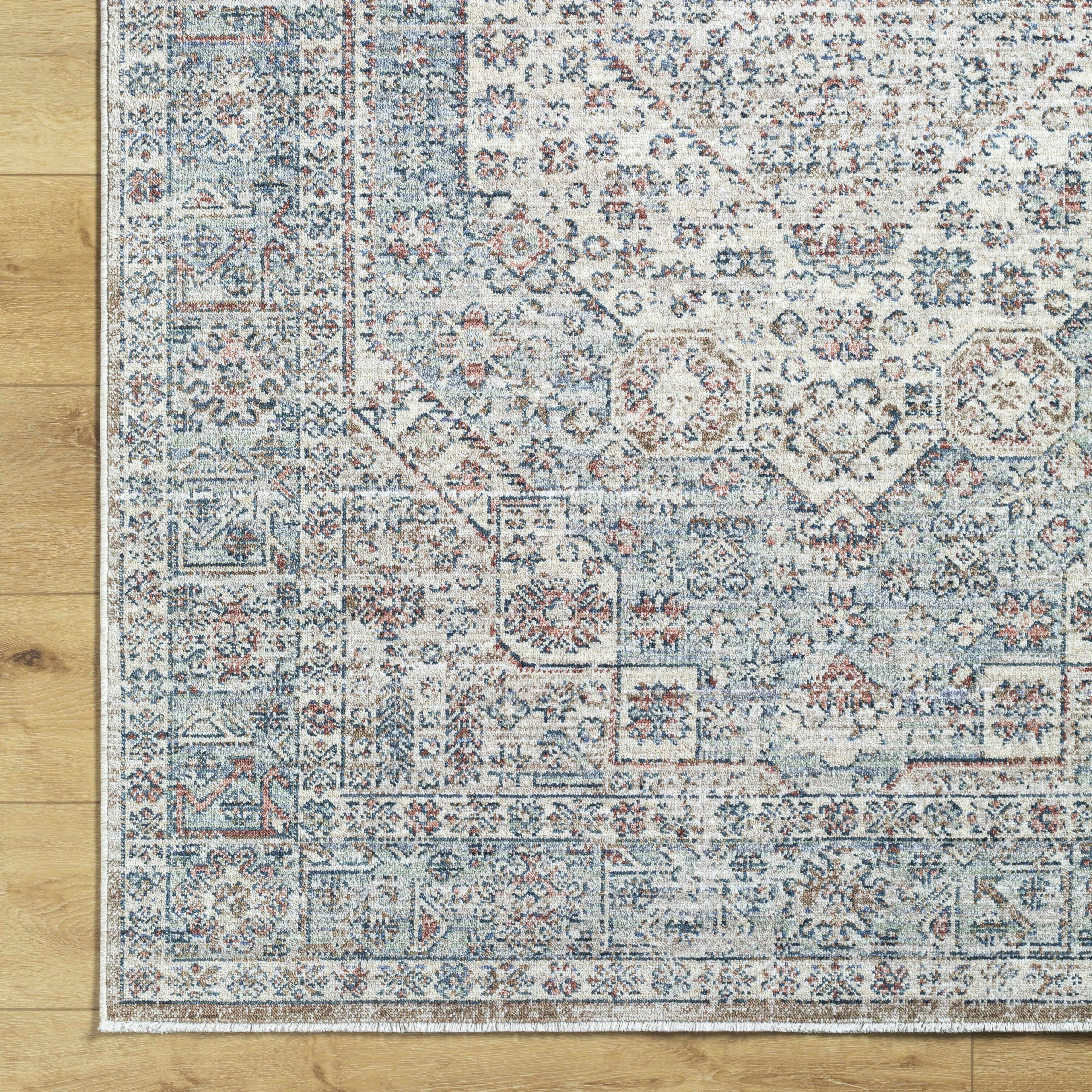 Kalei Beige & Blue Runner Rug