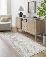 Kosta Beige & Blue Medallion Runner Rug