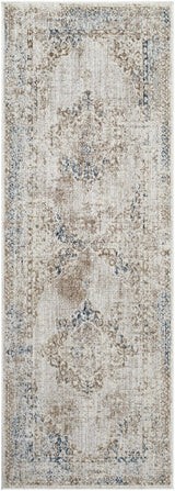 Kosta Beige & Blue Medallion Runner Rug