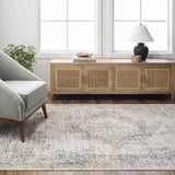 Kosta Beige & Blue Medallion Runner Rug