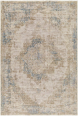 Kosta Beige & Blue Medallion Runner Rug