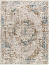 Kosta Beige & Blue Medallion Runner Rug