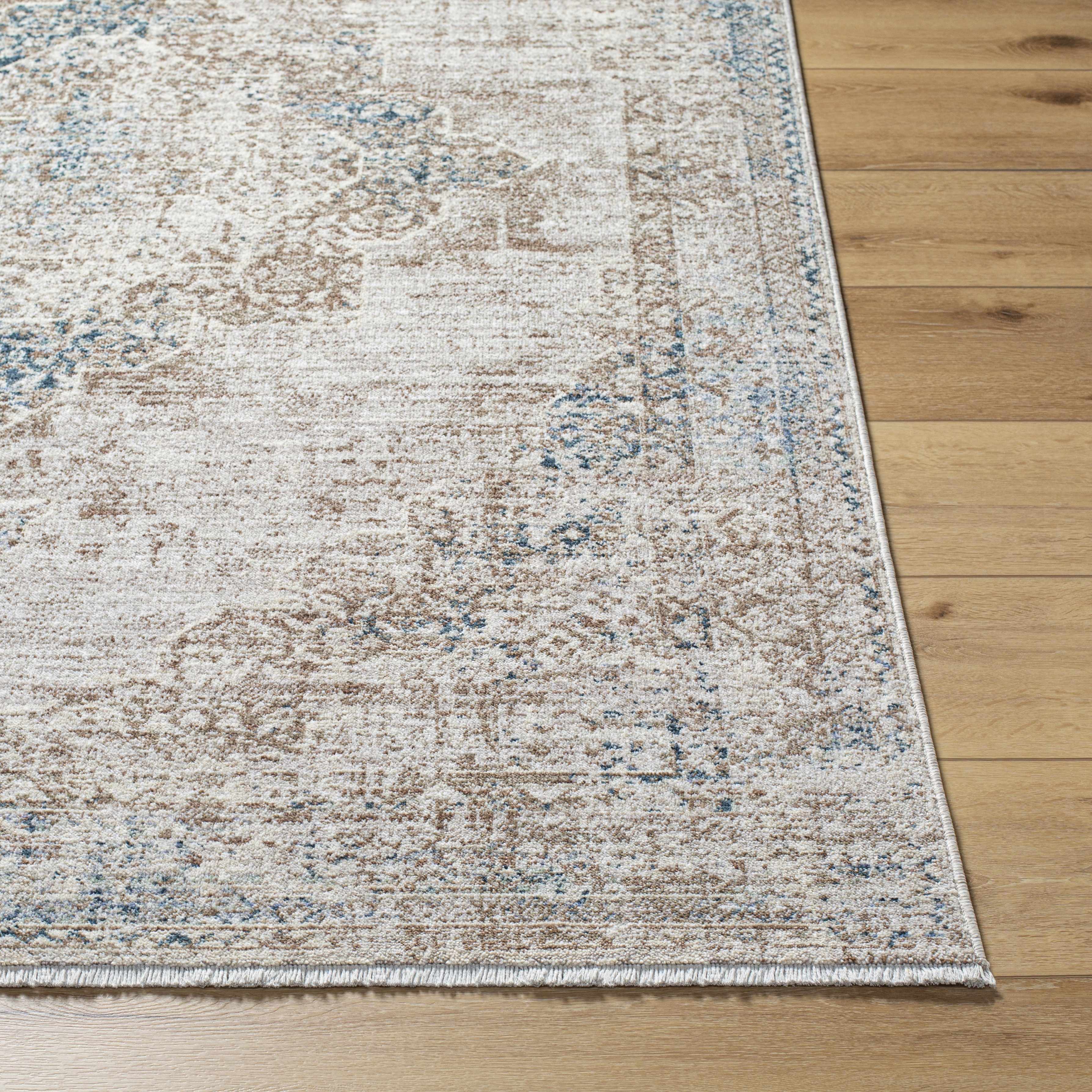Kosta Beige & Blue Medallion Runner Rug