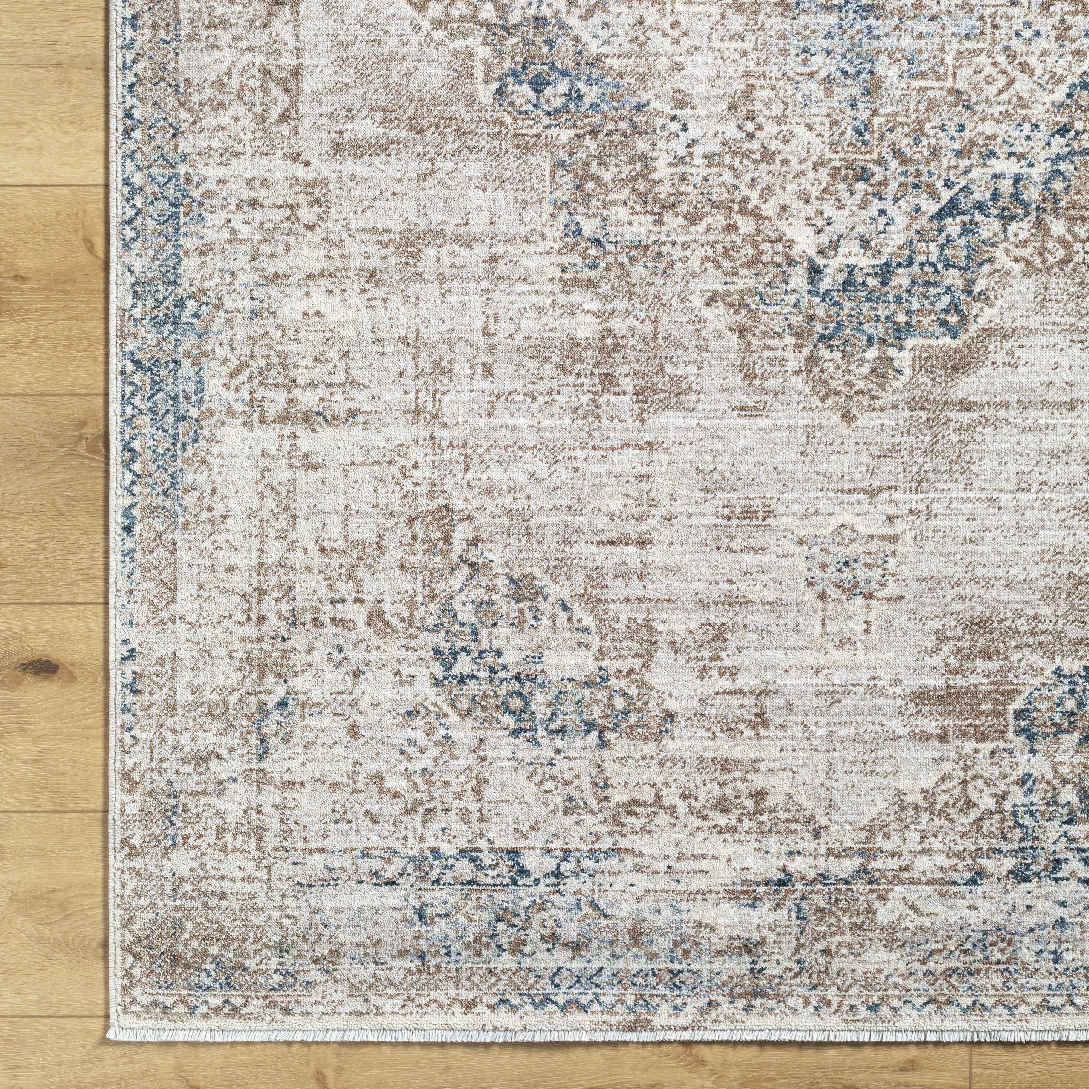 Kosta Beige & Blue Medallion Runner Rug