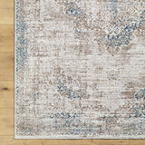 Kosta Beige & Blue Medallion Runner Rug