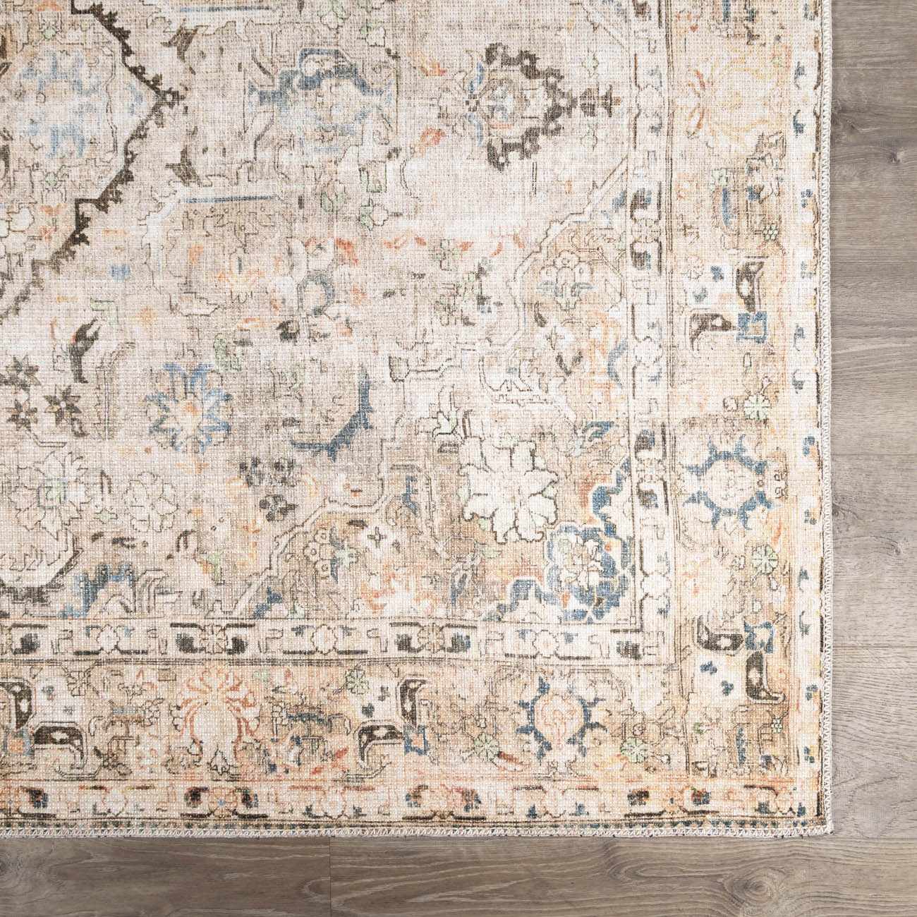 Brown Standon Vintage Washable Runner Rug