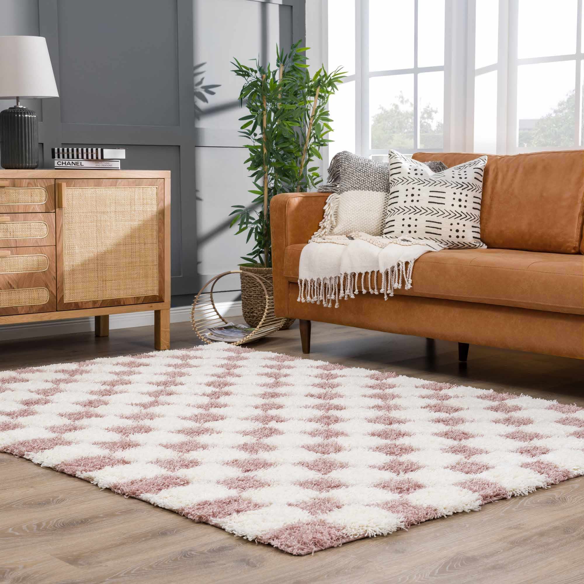 Atira Pink Checkered Runner Rug
