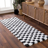 Atira Black & White Checkered Runner Rug