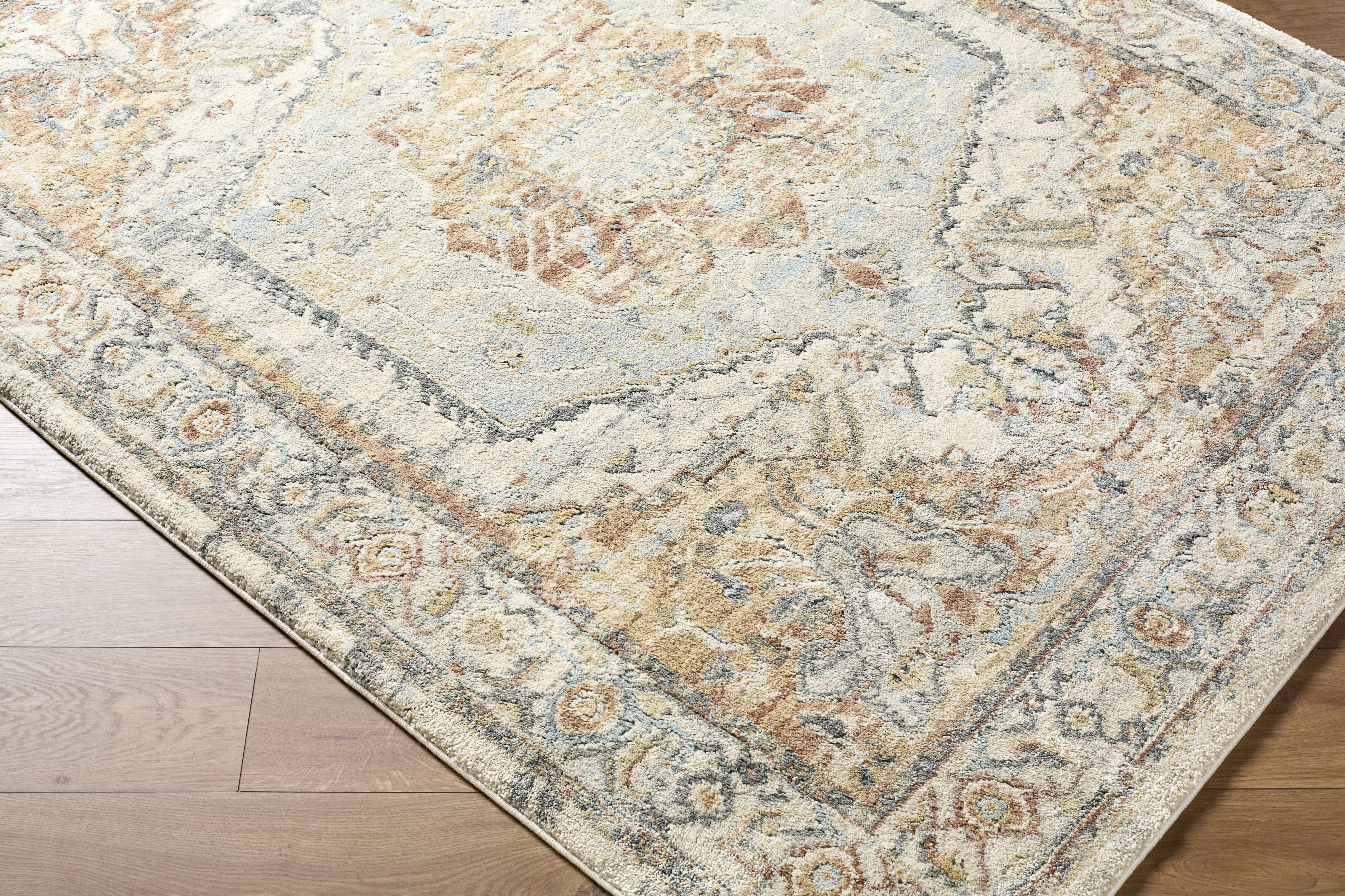 Vaeda Blue & Beige Medallion Runner Rug