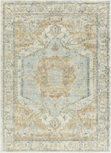 Vaeda Blue & Beige Medallion Runner Rug