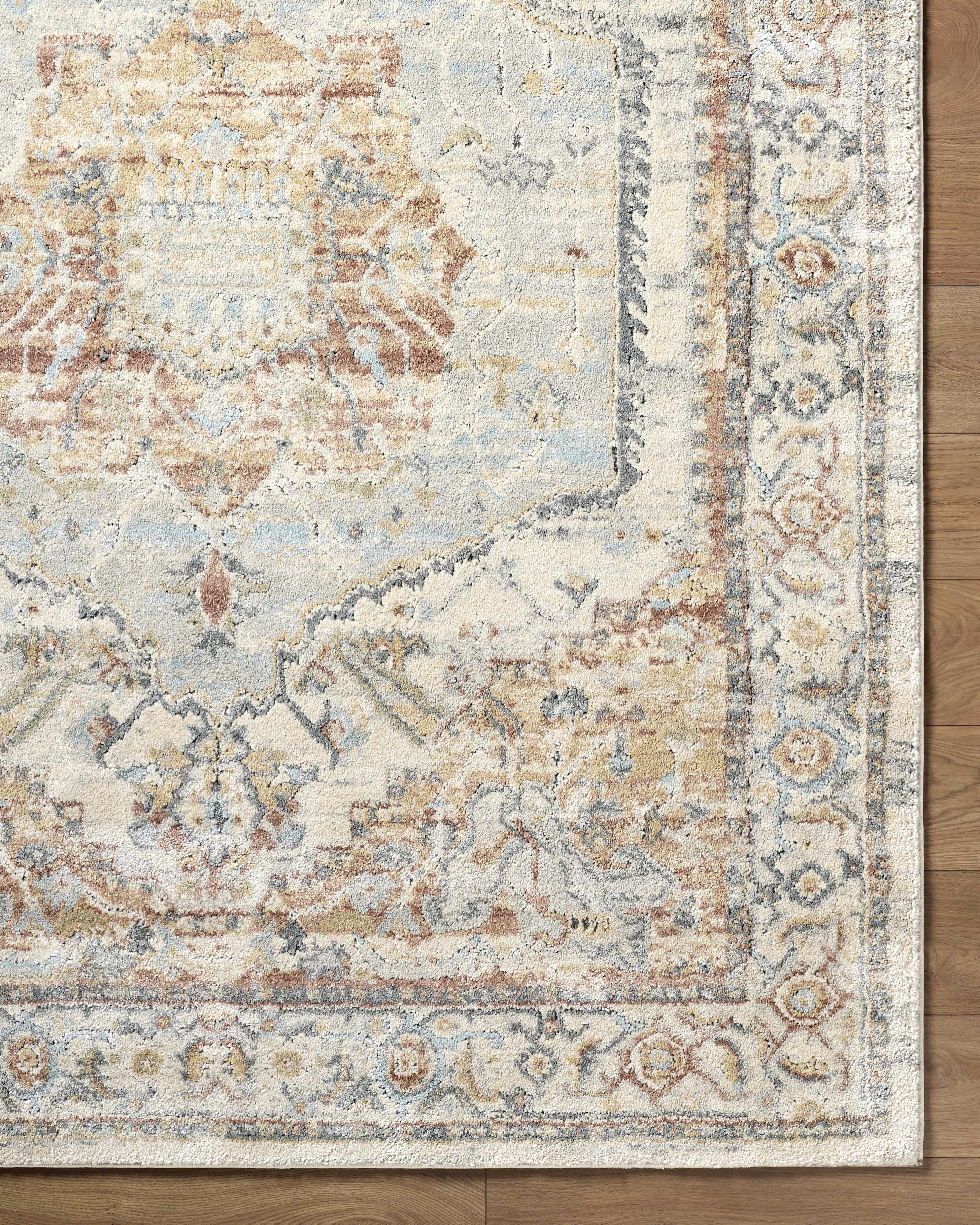 Vaeda Blue & Beige Medallion Runner Rug