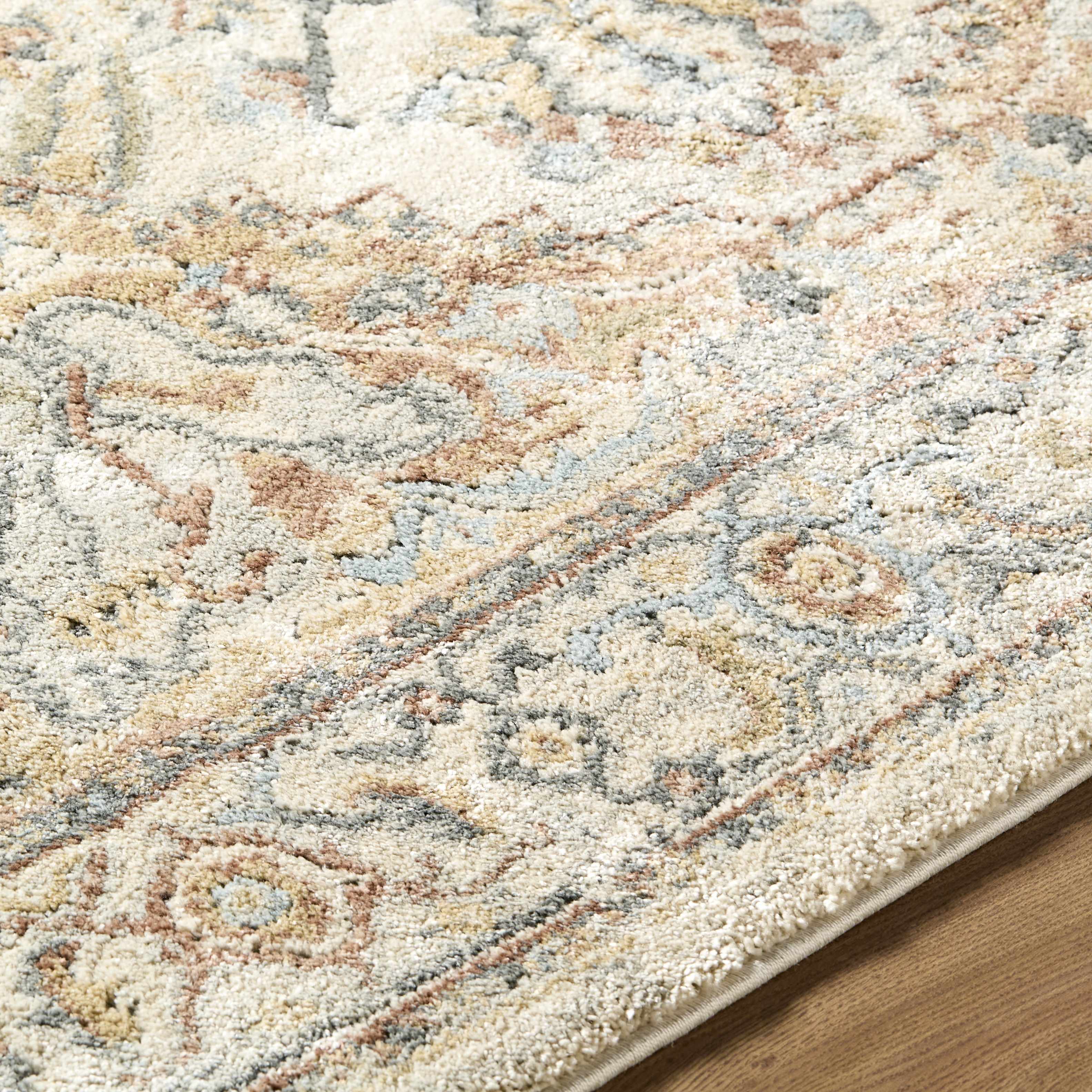 Vaeda Blue & Beige Medallion Runner Rug