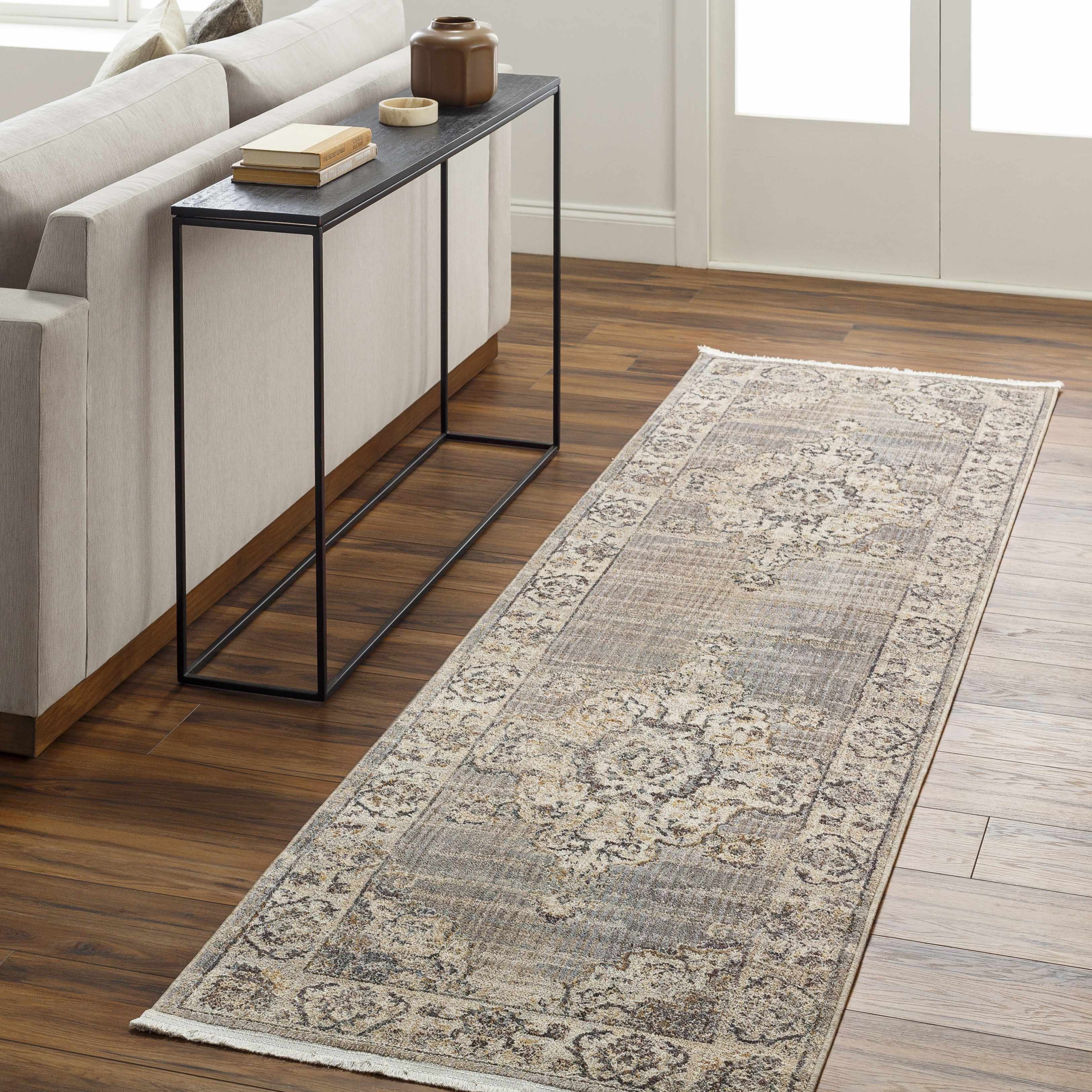 Cream Brown Zola Runner Rug