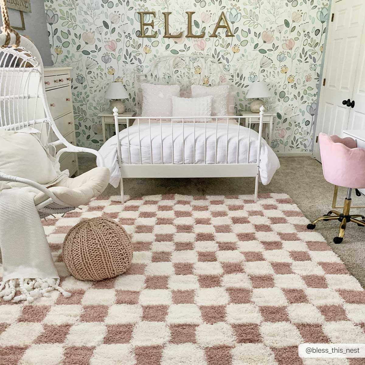 Atira Pink Checkered Runner Rug