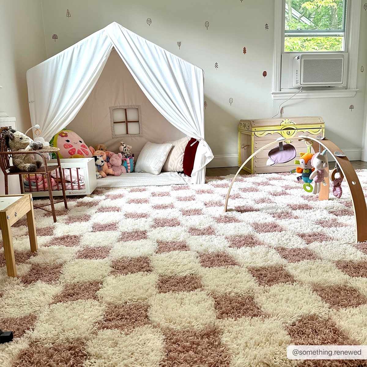 Atira Pink Checkered Runner Rug