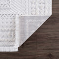 Ivory Alya Textured Medallion Fringe Runner Rug - Clearance