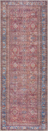 Rust Baki Traditional Washable Runner Rug - Clearance