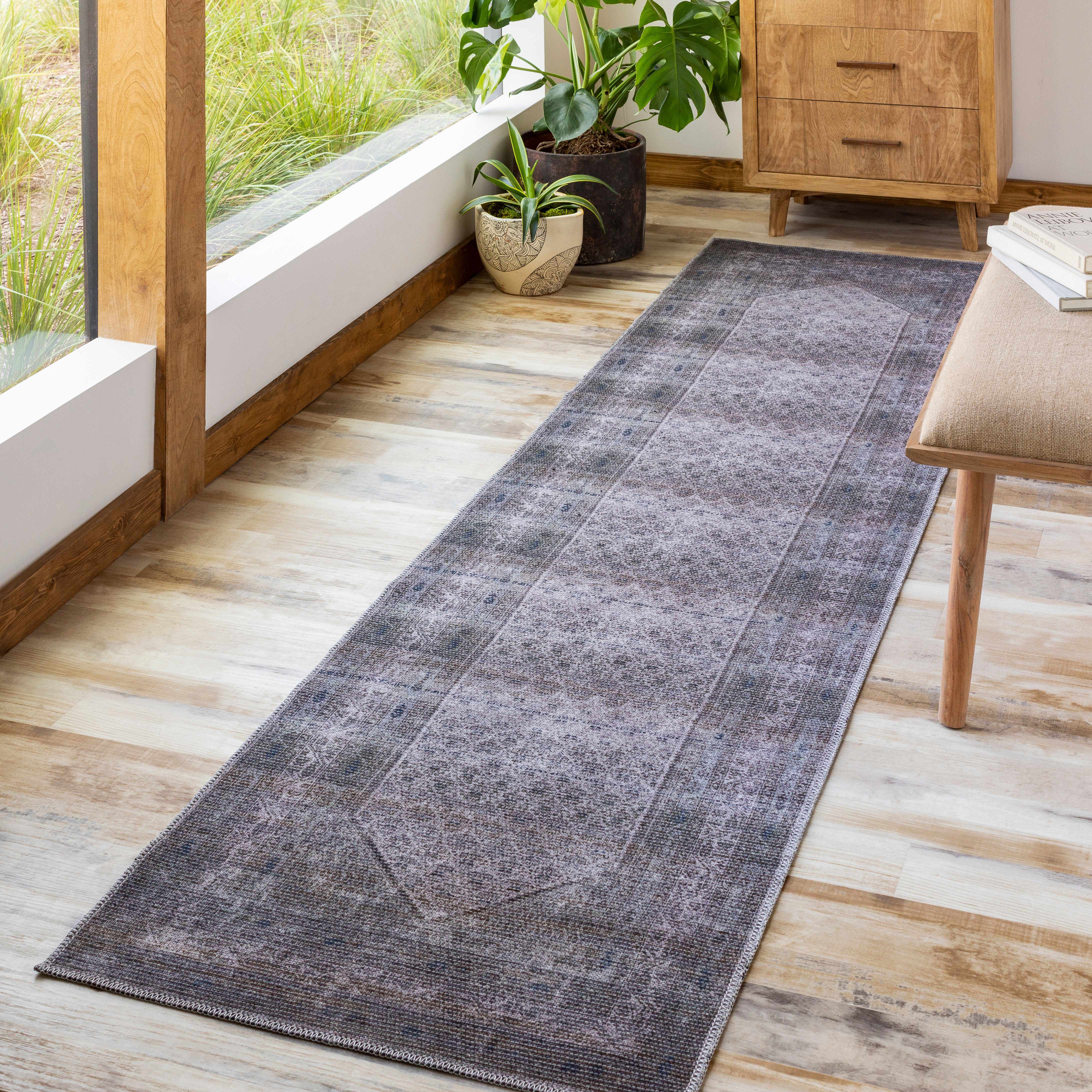 Brown Ballinasloe Vintage Washable Runner Rug