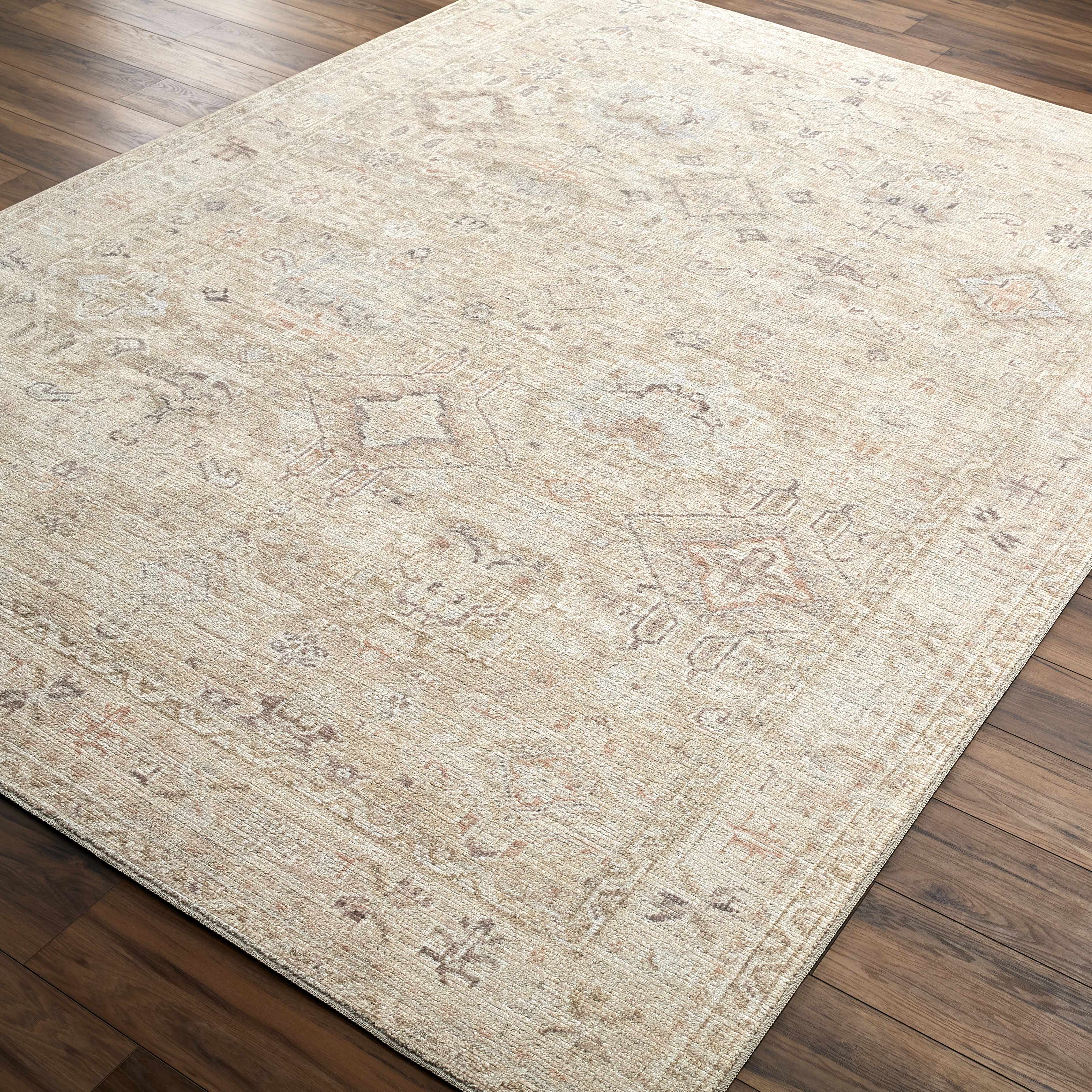 Marlene Damask Light Brown Runner Rug - Surya x Becki Owens