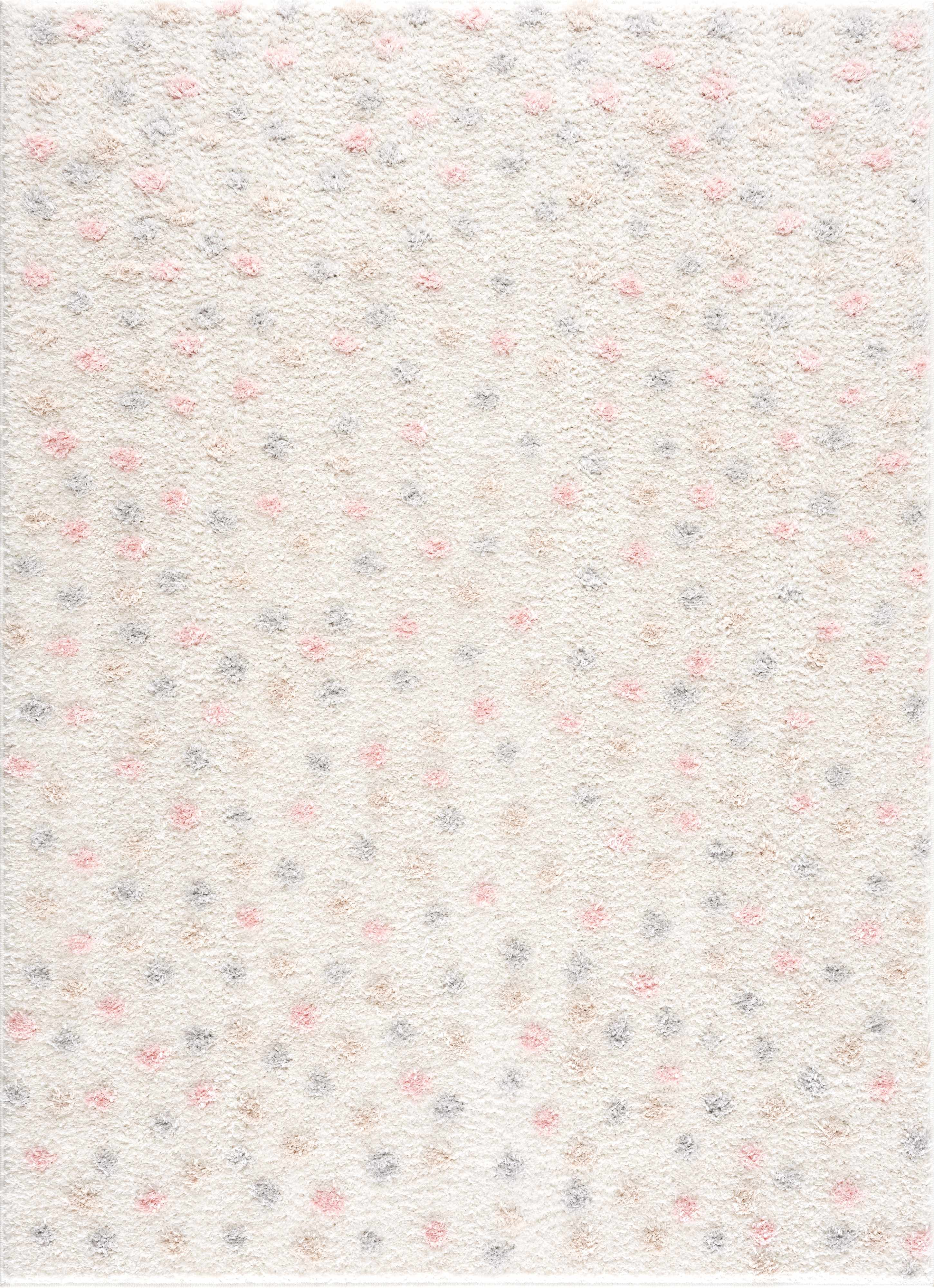 Cansu Pink & Cream Dotted Runner Rug