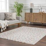Cansu Pink & Cream Dotted Runner Rug