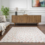 Cansu Pink & Cream Dotted Runner Rug