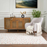 Cansu Pink & Cream Dotted Runner Rug
