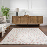 Cansu Pink & Cream Dotted Runner Rug