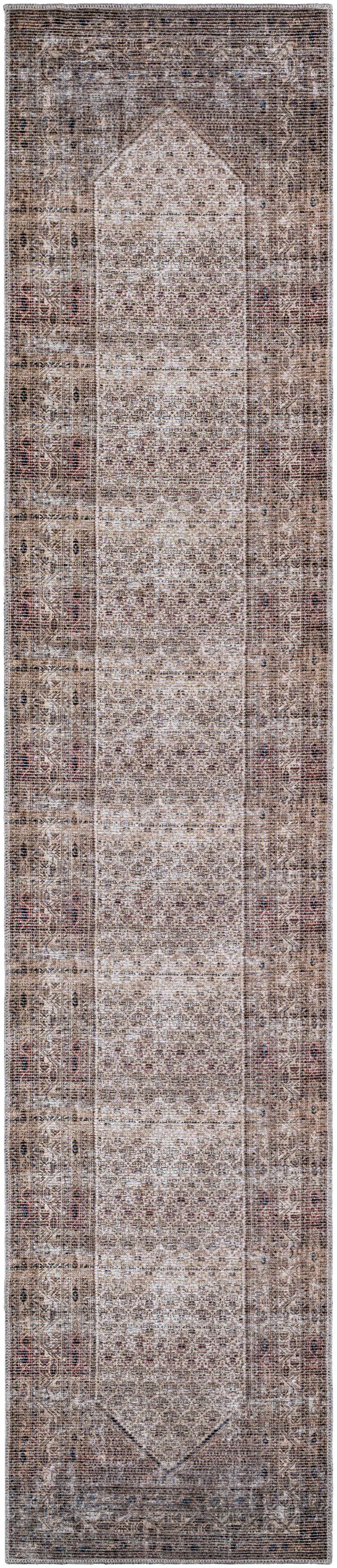 Tan Ormstown Distressed Washable Runner Rug