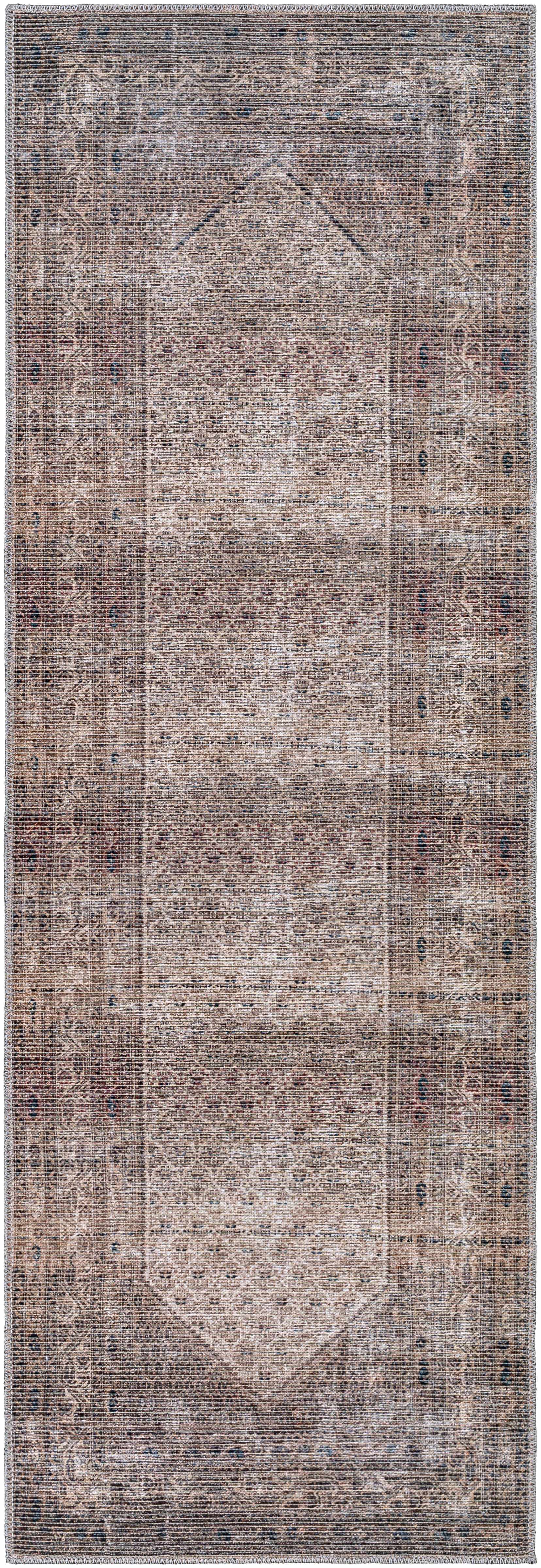 Tan Ormstown Distressed Washable Runner Rug