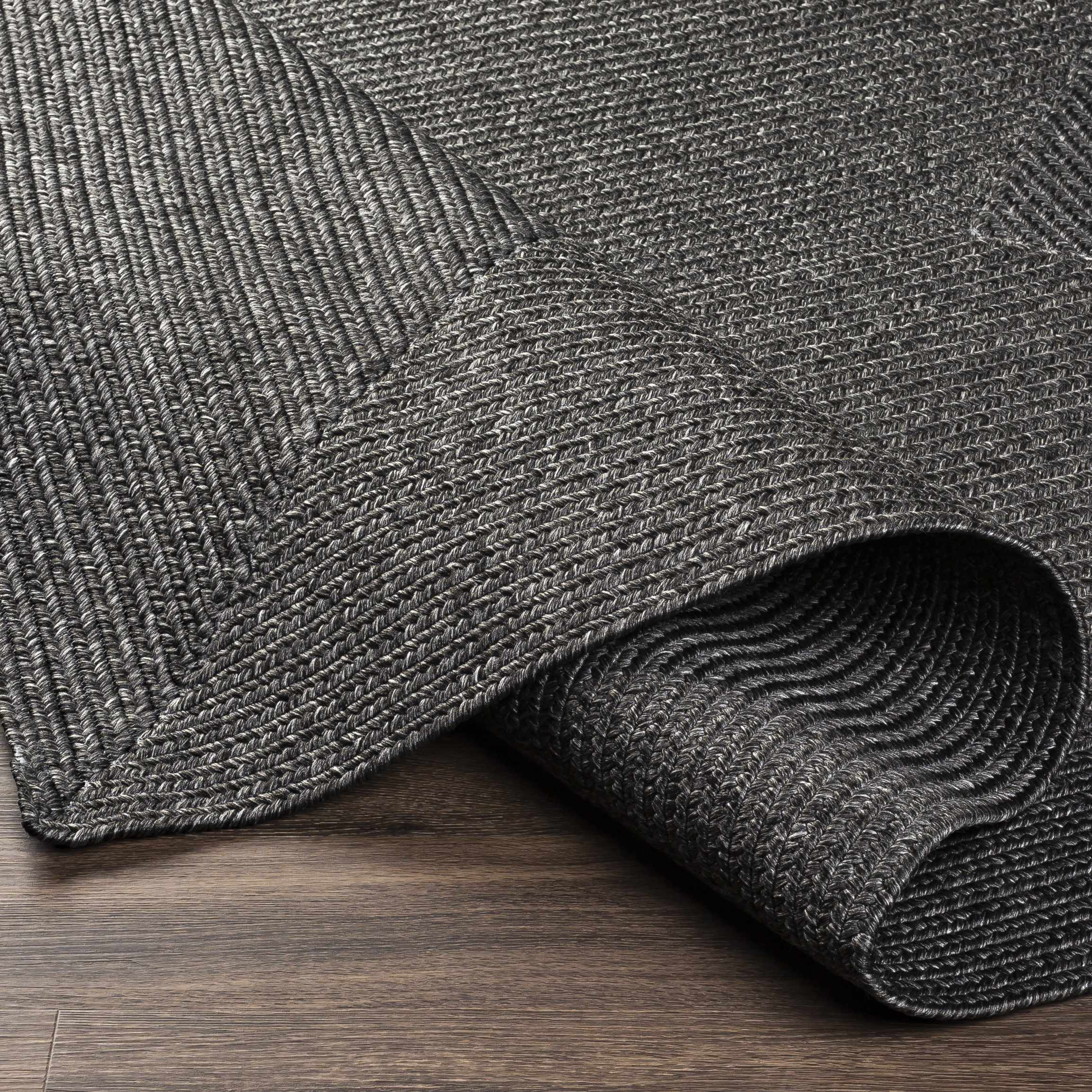 Black Moxley Braided Textured Runner Rug