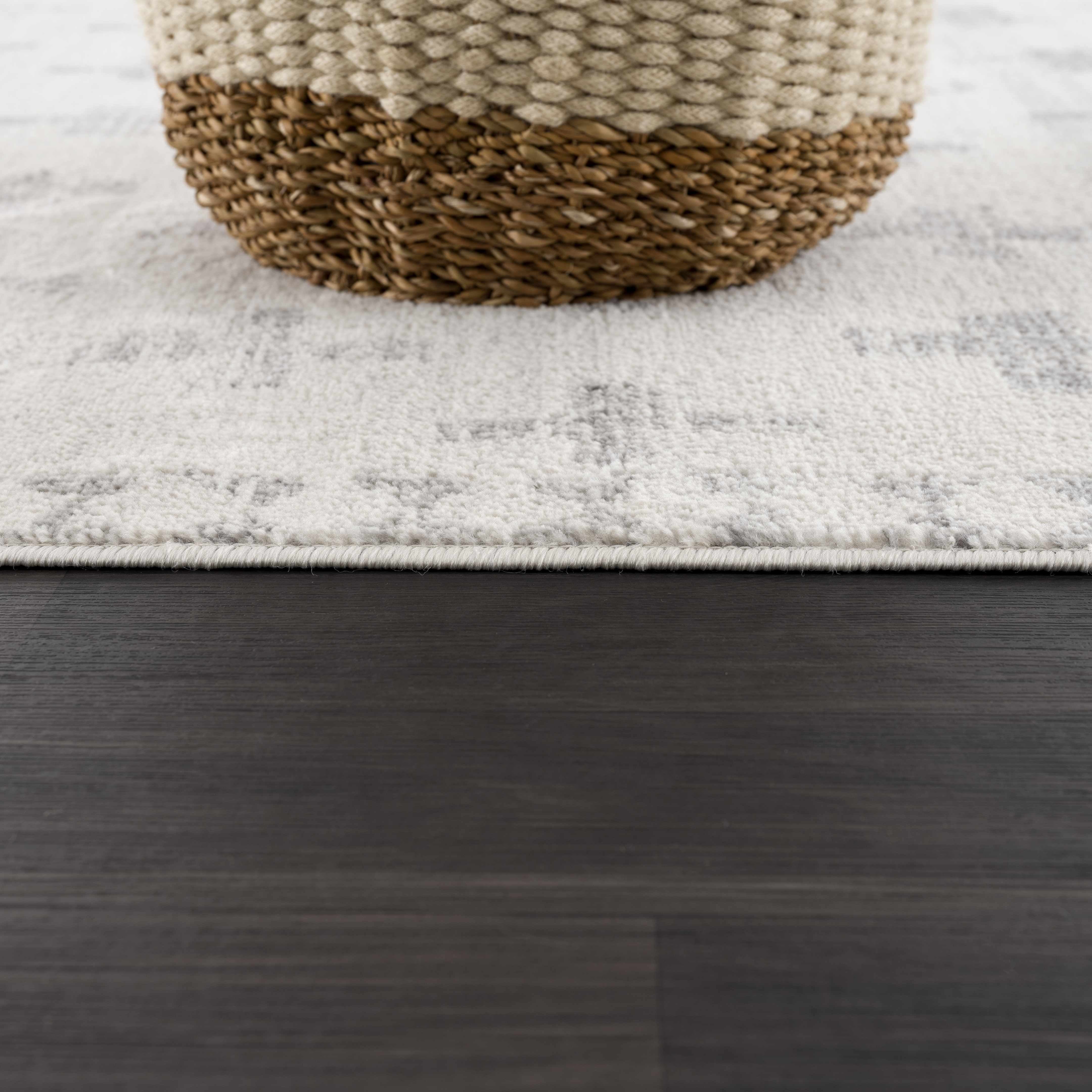 Tigris Swiss Cross Ivory & Gray 2322 Runner Rug