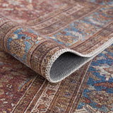 Rust Baki Traditional Washable Runner Rug - Clearance