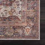 Sample Rust Elki Vintage Medallion Washable Area Rug
