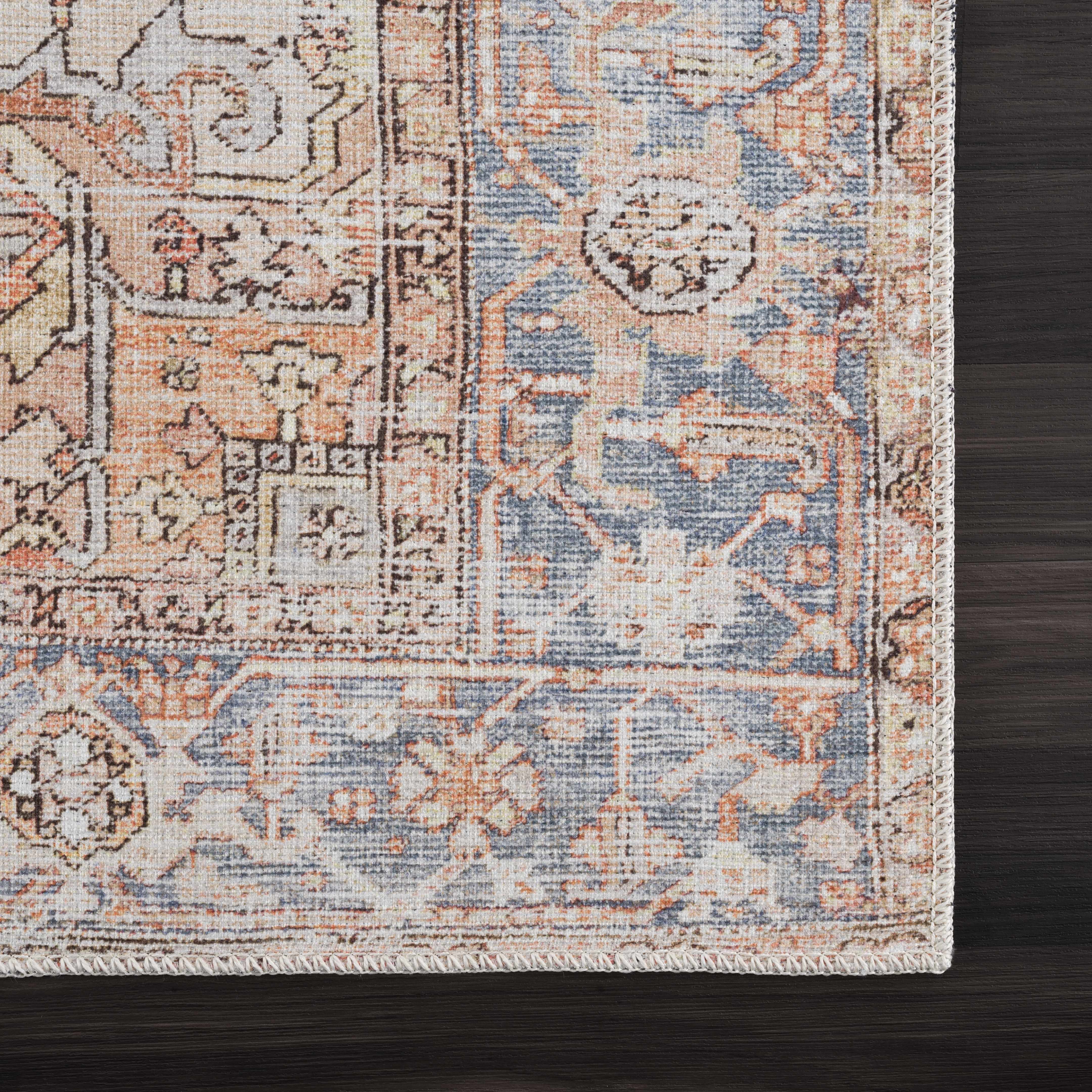 Sample Rust Eira Distressed Vintage Washable Area Rug