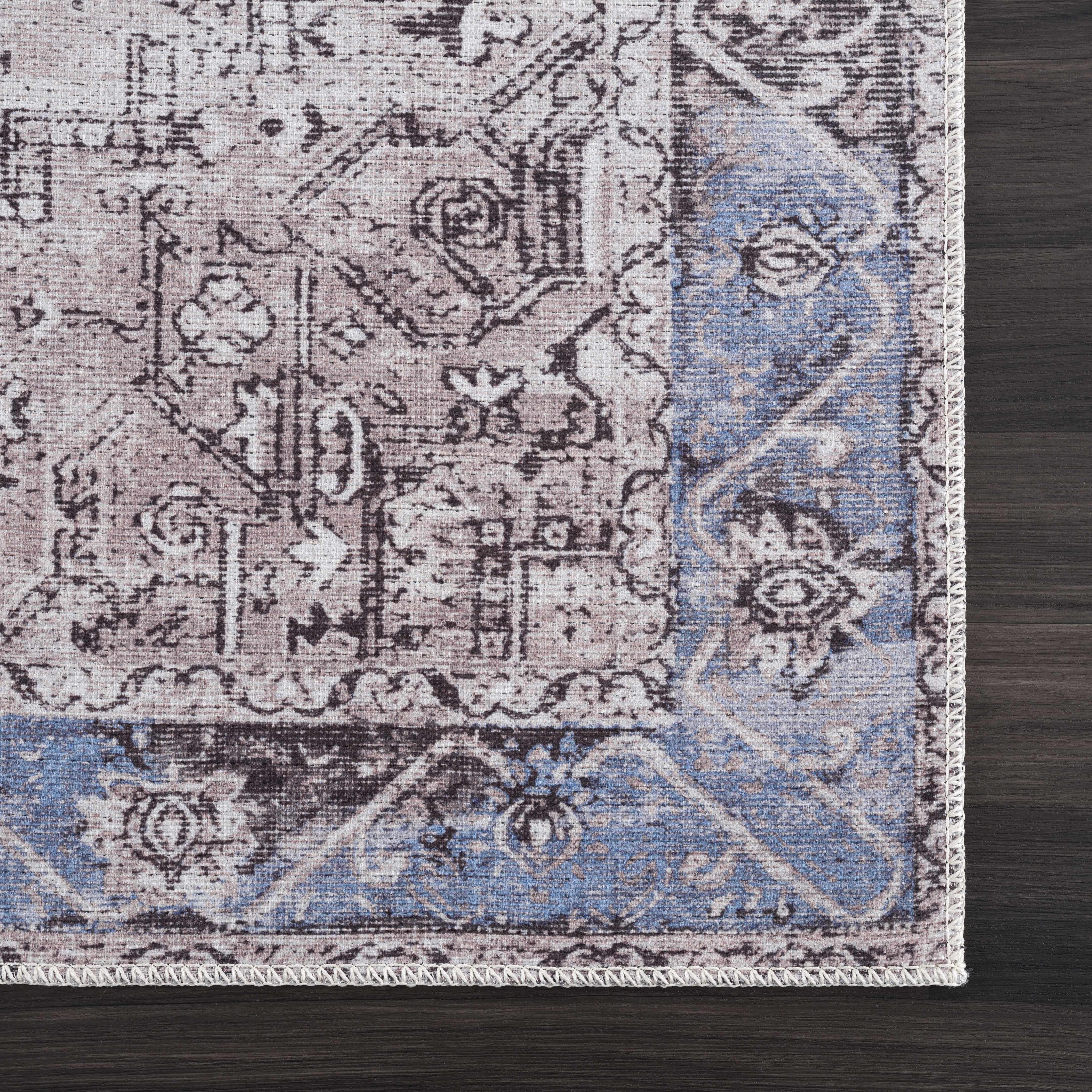 Sample Rosman Blue&Beige Washable Area Rug - Clearance