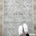 Rudo Blue Washable 7ft Runner Rug