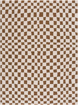 Lajos Brown Checkered Runner Rug