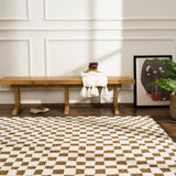 Lajos Brown Checkered Runner Rug