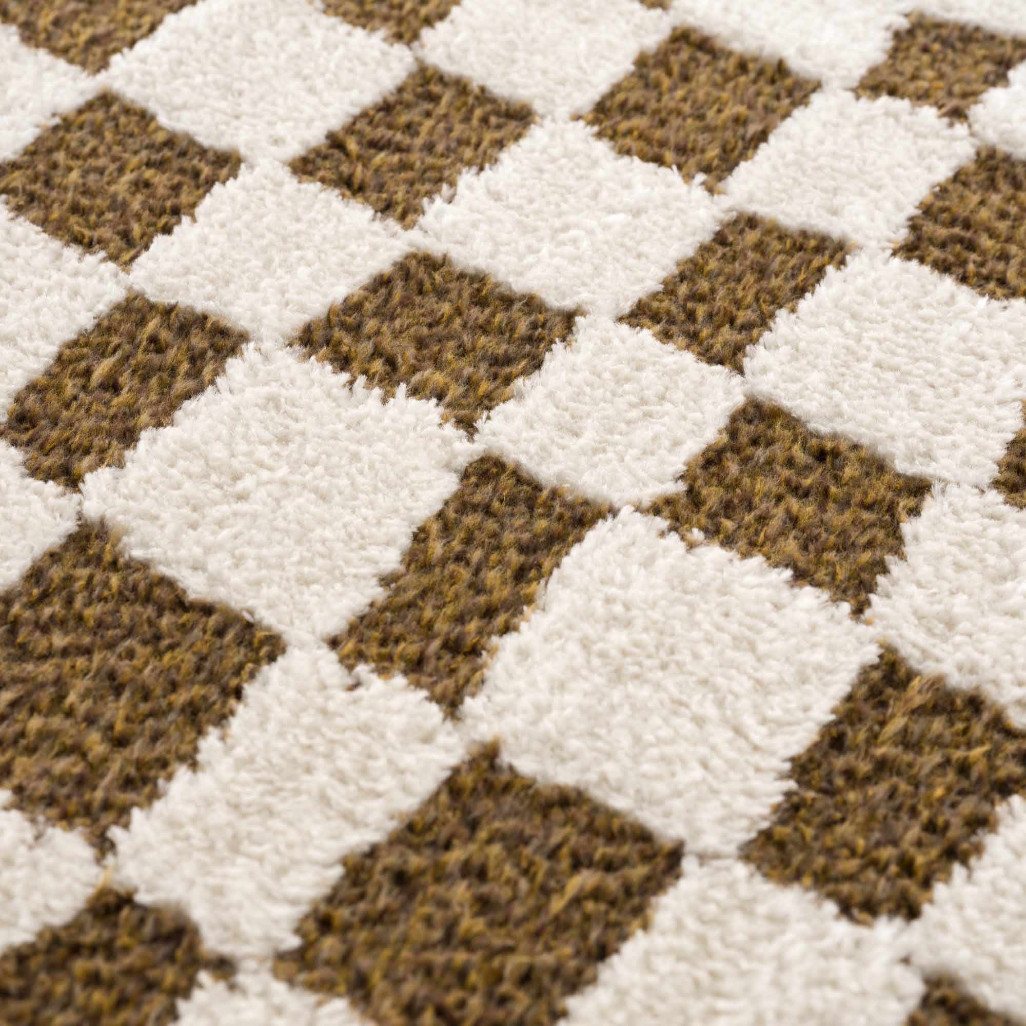 Lajos Brown Checkered Runner Rug