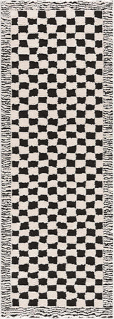 Leryn Black & White Checkered Runner Rug