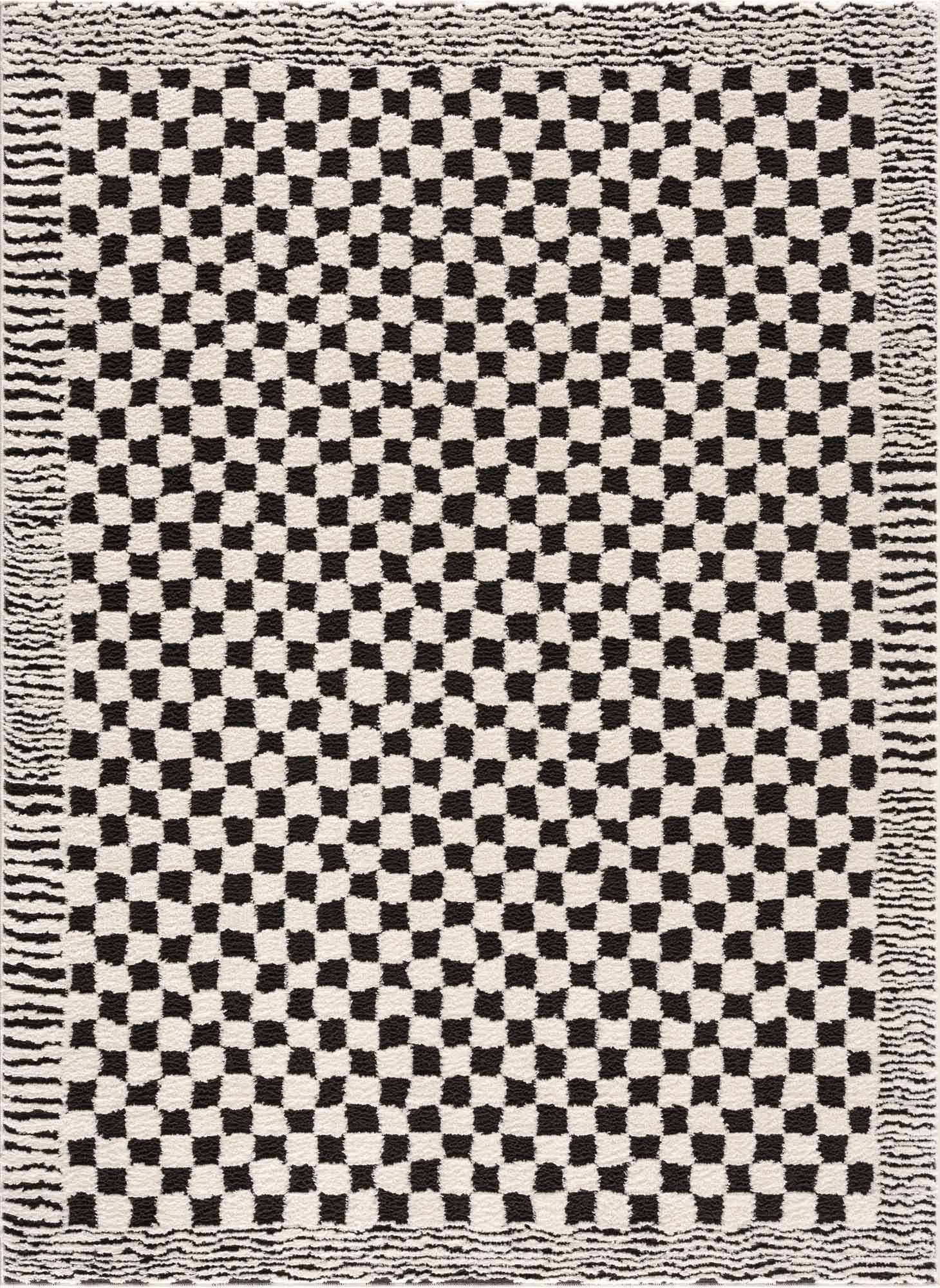 Leryn Black & White Checkered Runner Rug