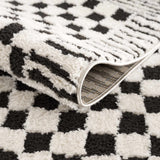 Leryn Black & White Checkered Runner Rug