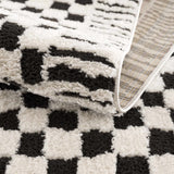 Leryn Black & White Checkered Runner Rug