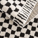 Leryn Black & White Checkered Runner Rug